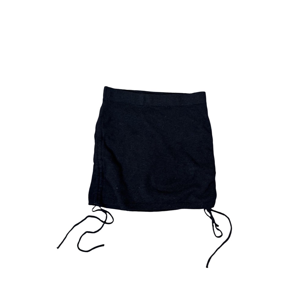 Free People Beach Skirt Womens XS Black Knit Ruched‎ Drawstring Mini